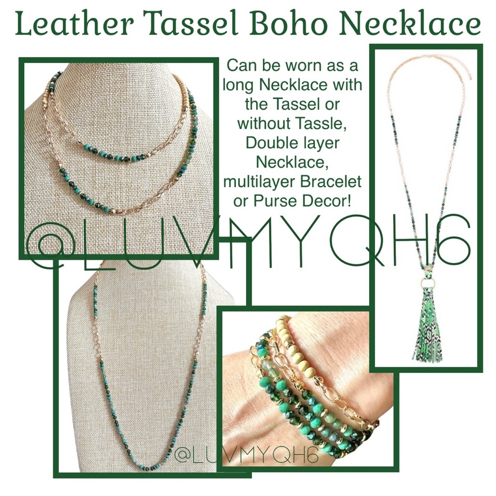 Leather Tassel Necklace Boho Multi Wear